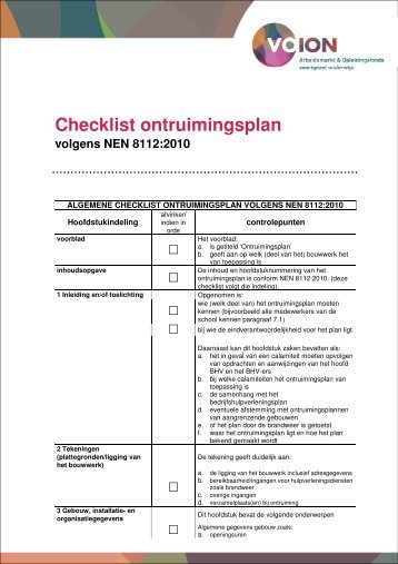 Checklist ontruimingsplan - Voion