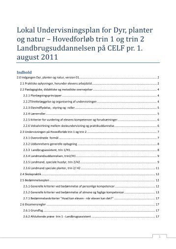 Undervisningsplan for landbrugsuddannelsen - CELFs