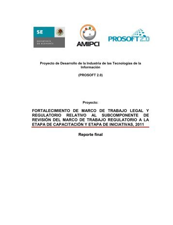 fortalecimiento de marco de trabajo legal y regulatorio ... - Prosoft