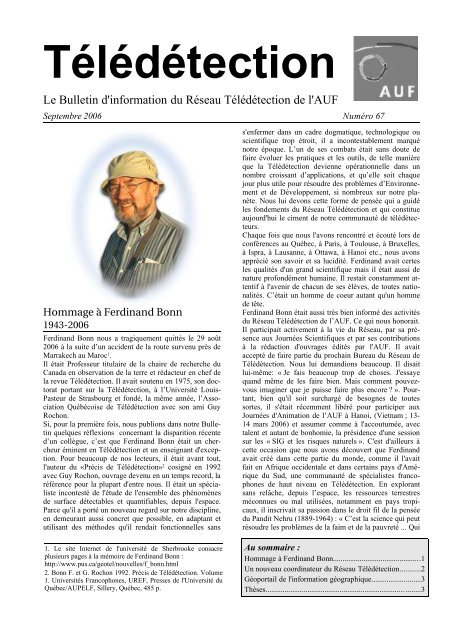 Bulletin 67 - Agence Universitaire de la Francophonie - AUF
