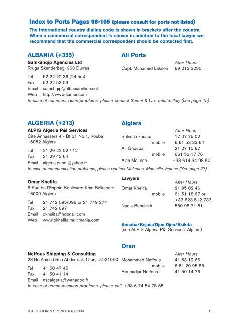 Correspondents section - UK P&I Members Area