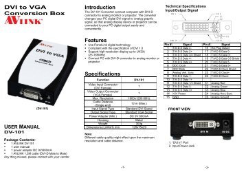 DVI to VGA Conversion Box Introduction Features Specifications