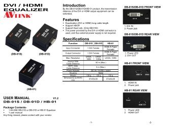 DVI / HDMI EQUALIZER Introduction Features ... - Avlinksystem.com