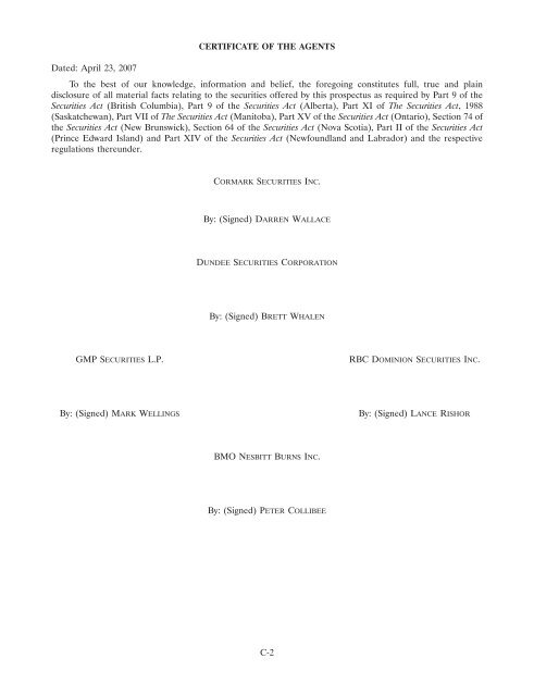 COPY OF FINAL PROSPECTUS - Mirabela Nickel