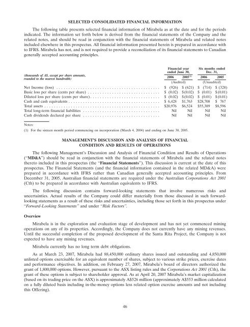 COPY OF FINAL PROSPECTUS - Mirabela Nickel