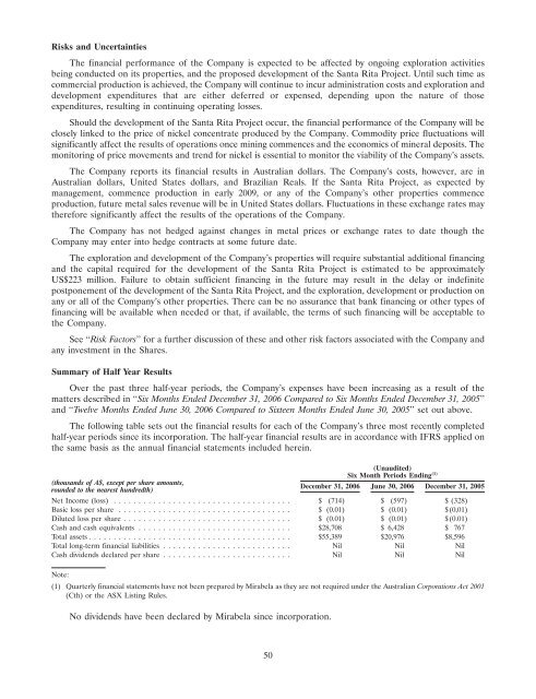 COPY OF FINAL PROSPECTUS - Mirabela Nickel