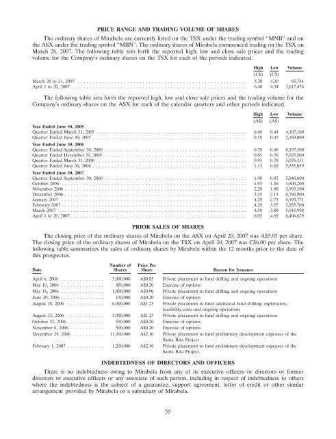 COPY OF FINAL PROSPECTUS - Mirabela Nickel