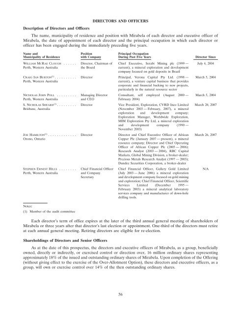 COPY OF FINAL PROSPECTUS - Mirabela Nickel