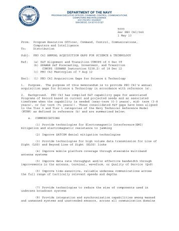 PEO C4I Annual Acquisition Gaps for S&T - Defense Innovation ...