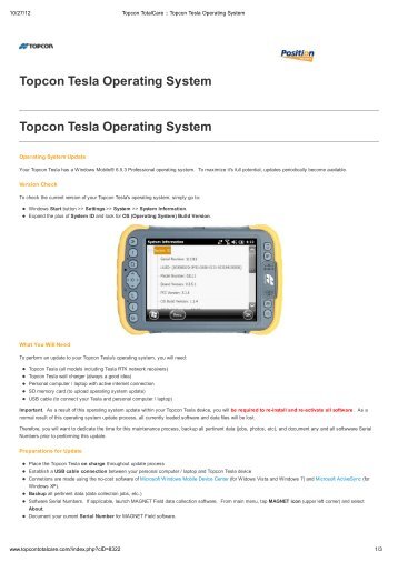 Topcon Tesla Operating System Topcon Tesla ... - Position Partners