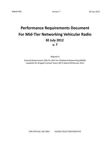 Performance Requirements Document For Mid-Tier Networking ...