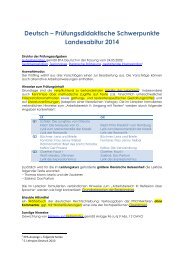 Deutsch – Prüfungsdidaktische Schwerpunkte Landesabitur 2014