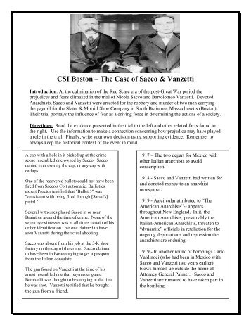 CSI Boston – The Case of Sacco & Vanzetti