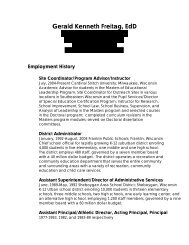 Gerald Freitag Resume - Cardinal Stritch University