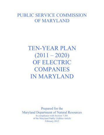 Ten Year Plan - Maryland Public Service Commission