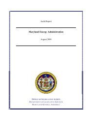 Maryland Energy Administration - Office of Legislative Audits