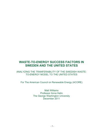 waste-to-energy success factors in sweden and the united states