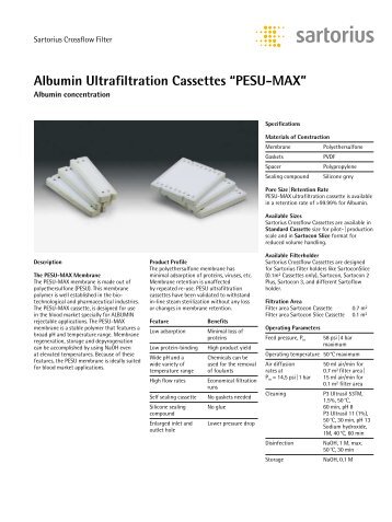 Albumin Ultrafiltration Cassettes âPESU-MAXâ