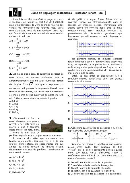 Primeira lista de funções