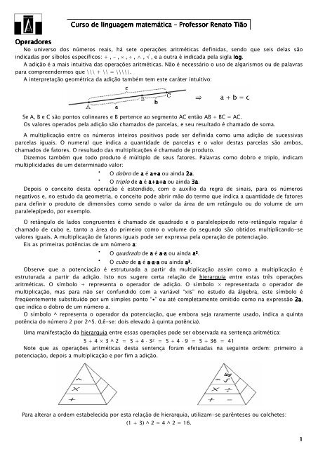 Operadores aritméticos