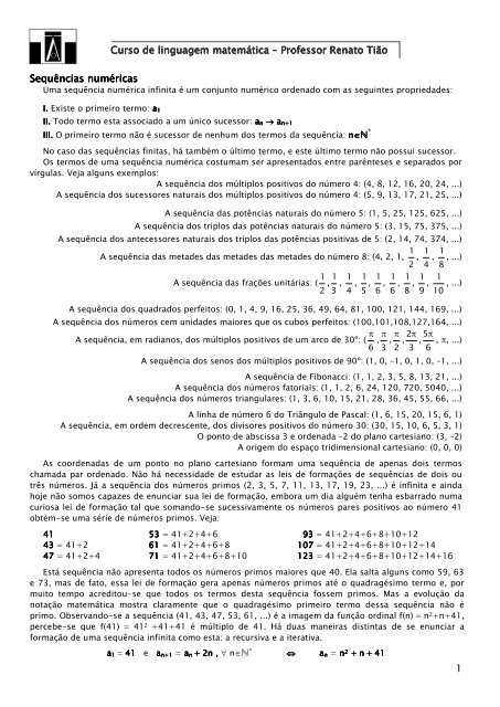 Sequências numéricas