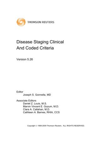 Disease Staging Clinical And Coded Criteria - HCUP