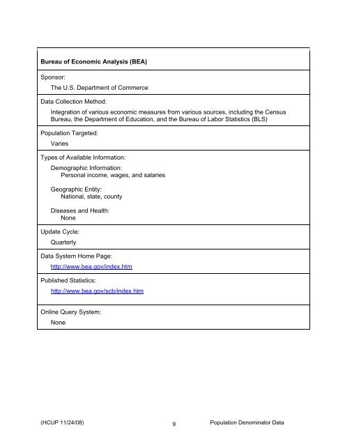 Population Denominator Data for Use with the HCUP Databases