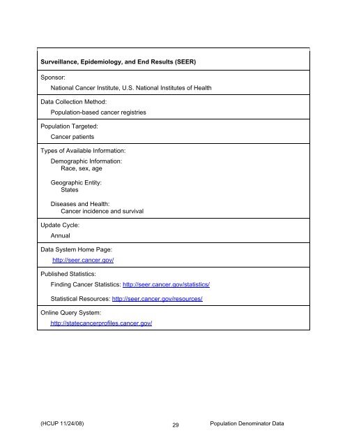 Population Denominator Data for Use with the HCUP Databases