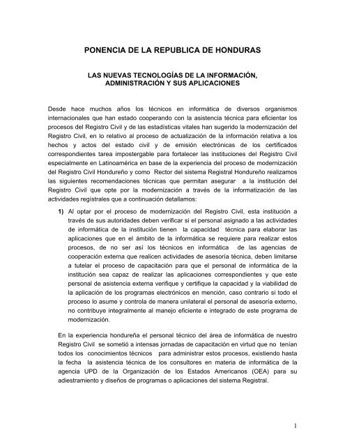 Ponencia RNP-HONDURAS - Registro Nacional de las Personas