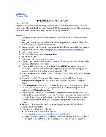 2703 Dreamweaver assignment.pdf - DrCalle.com