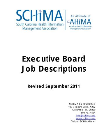 SCHIMA Board Member Job Descriptions (REV 09/2011)