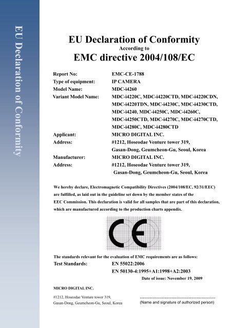 EU Declaration of Conformity EU Declaration of ... - MICRODIGITAL!