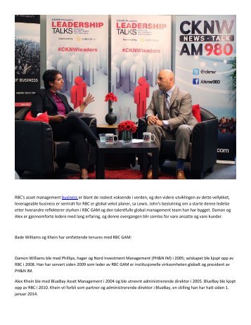 The Woo Group Review RBC Wealth Management Hong Kong USA - ledelse etter hverandre