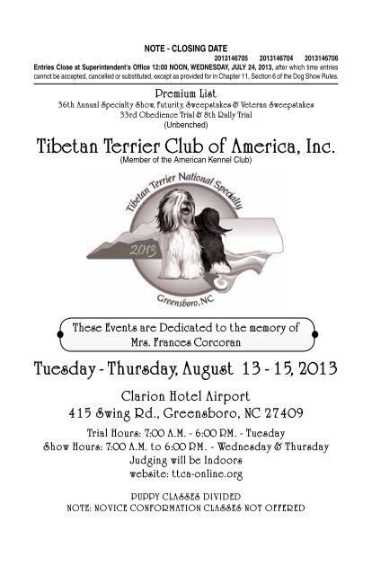 Tibetan Terrier Club of America, Inc.