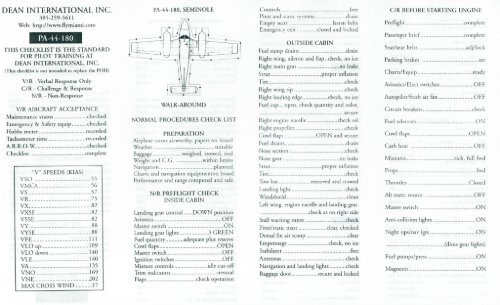 Piper Seminole Checklist