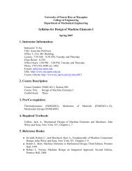 Syllabus for Design of Machine Elements I 1. Instructor Information ...