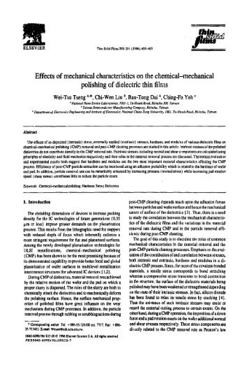 Effects of mechanical characteristics on the chemical-mechanical ...