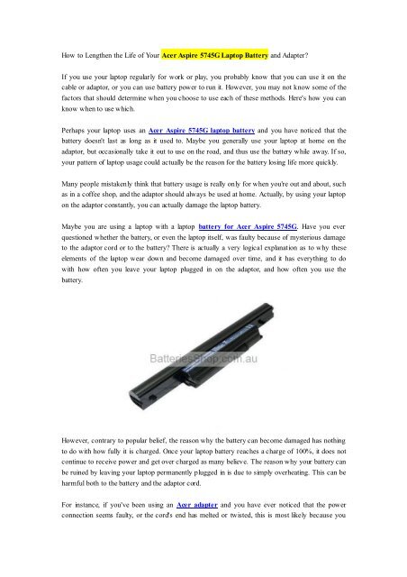 How to Lengthen the Life of Your Acer Aspire 5745G Laptop Battery and Adapter?.pdf