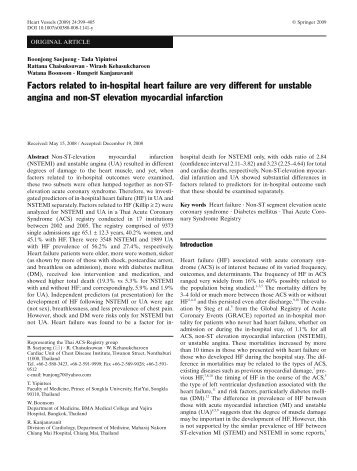 Factors related to in-hospital heart failure are very ... - Springer