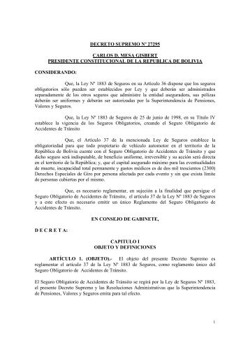 DECRETO SUPREMO Nº 27295 CARLOS D. MESA GISBERT ...