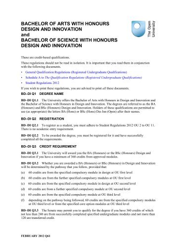 BA/BSc (Honours) in Design and Innovation - The Open University