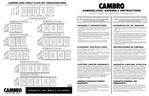 CAMSHELVINGÂ® ASSEMBLY INSTRUCTIONS - Cambro