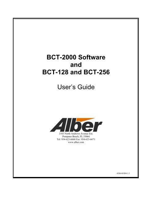 BCT-2000 Software and BCT-128 and BCT-256 User's Guide - Alber