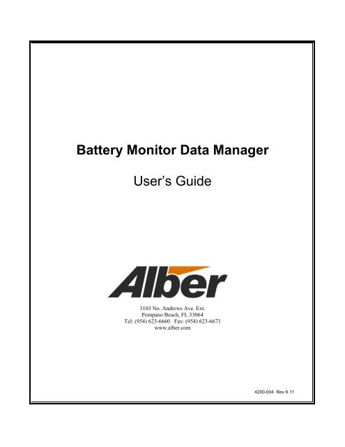 (Battery Monitor Data Manager) User's Guide - Alber