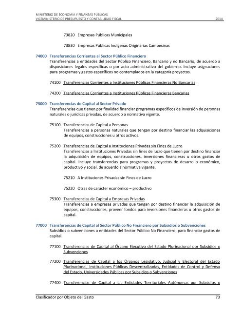 Clasificadores 2014 - Ministerio de Economía y Finanzas Públicas