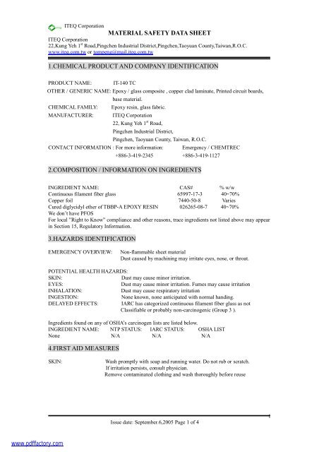 IT140TC MSDS.pdf - Tapco Circuit Supply