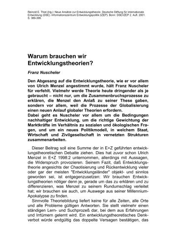 Warum brauchen wir Entwicklungstheorien? - Deutsche ...