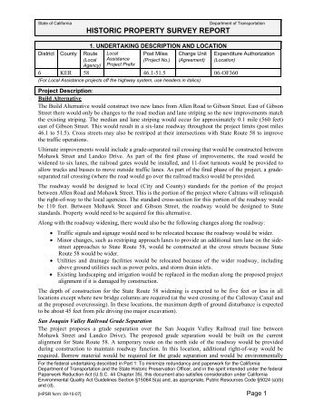 HISTORIC PROPERTY SURVEY REPORT - Bakersfield Freeways