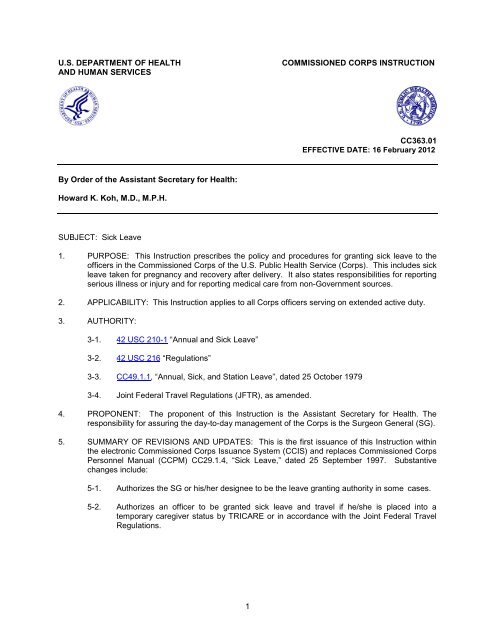 Sick Leave - Commissioned Corps Management Information System