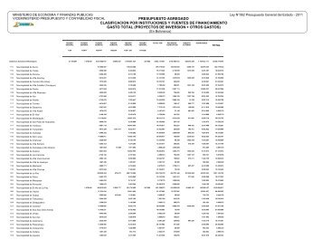 presupuesto agregado clasificacion por instituciones y fuentes de ...